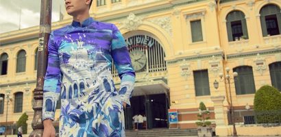 ‘Nam thần Vbiz’ Vĩnh Thụy dạo phố với áo dài Tết sắc màu
