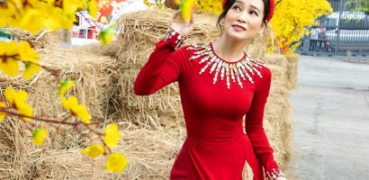 NSƯT Tuyết Thu trẻ trung với áo dài Tết của Minh Châu