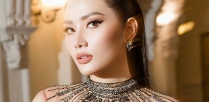 Hoa hậu Diệu Linh diện váy đen huyền bí ngồi ghế giám khảo