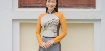 Hoa hậu Ban Mai diện áo dài ngàn hoa khoe sắc