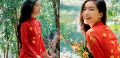 Lâm Bích Tuyền dạo phố với áo dài cưới của mẹ