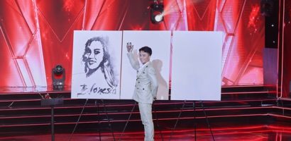 Phạm Hồng Minh tạo ấn tượng mạnh khi vẽ tranh kim tuyến công bố Top 3 Miss Charm 2023