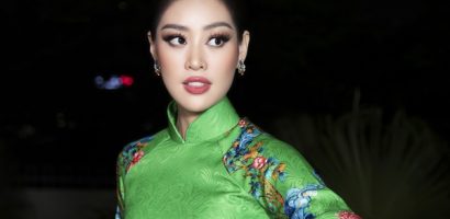 Hoa hậu Khánh Vân thần thái với áo dài xanh
