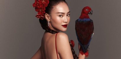 Ninh Dương Lan Ngọc khoe eo thon, vai trần trong sắc đỏ gợi cảm