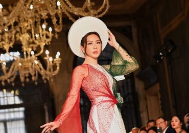 Hoa hậu Thu Hoài tự hào quảng bá áo dài tại trời Tây