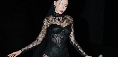 Minh Tú diện đầm phong cách gothic ma mị lên sân khấu Miss Grand Vietnam 2023
