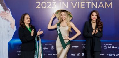 Thí sinh Miss Earth 2023 hào hứng đội nón lá Việt Nam
