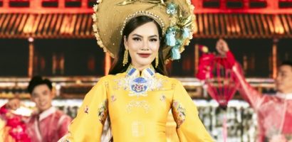 Lê Hoàng Phương diện áo dài ‘màu vía’, dân tình xuýt xoa nhan sắc