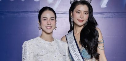 Á hậu Hoàng Nhung được Diệp Lâm Anh, Cao Thái Sơn đến chúc mừng