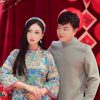Hà Phương – Trần Sang diện áo dài rực rỡ, du xuân đầu năm