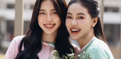 Nhan sắc không tuổi của bà Phạm Kim Dung khi đứng cùng Hoa hậu Thuỳ Tiên
