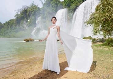 Lương Thùy Linh tái hiện bộ ảnh bên thác Bản Giốc cách đây 5 năm