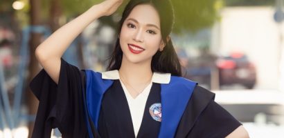 Á hậu Trịnh Thùy Linh khoe nhan sắc ngọt ngào tại lễ tốt nghiệp