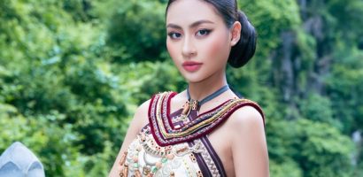 Xuân Hạnh diện áo yếm, khoe bờ vai nuột nà giữa cảnh sắc thiên nhiên tuyệt mỹ của Ninh Bình