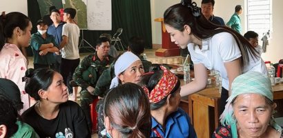Hoa hậu Đỗ Hà đến làng Nủ hỗ trợ bà con khắc phục hậu quả hậu bão Yagi