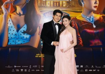 Thúy Diễm xuất hiện sang trọng trên thảm đỏ, được Lương Thế Thành chăm sóc chu đáo