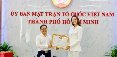 Hoa hậu Bảo Ngọc nhận bằng khen về hoạt động cứu trợ, an sinh xã hội